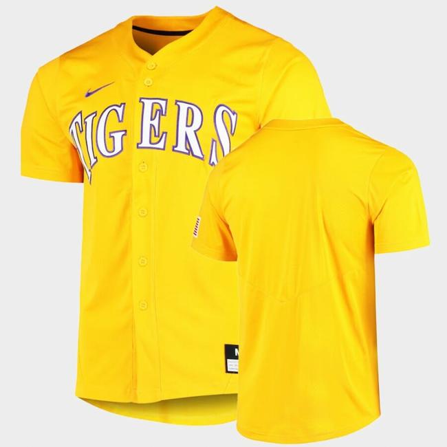 Men's LSU Tigers Custom Name Number Gold College Baseball Elite Jersey