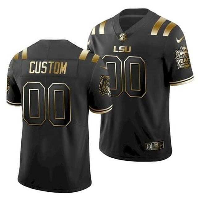 Men's Custom LSU Tigers Jersey Name Number NCAA Football Black