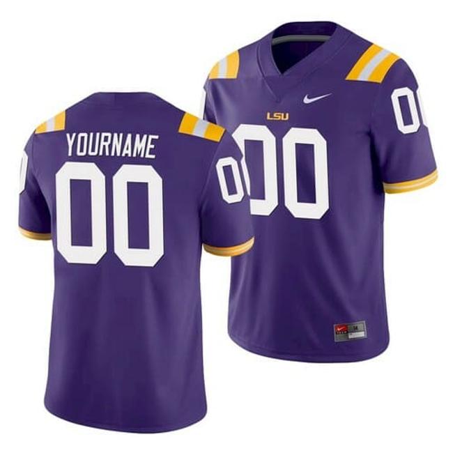 Men's LSU Tigers Custom Jersey Name and Number NCAA Football Jerseys Purple