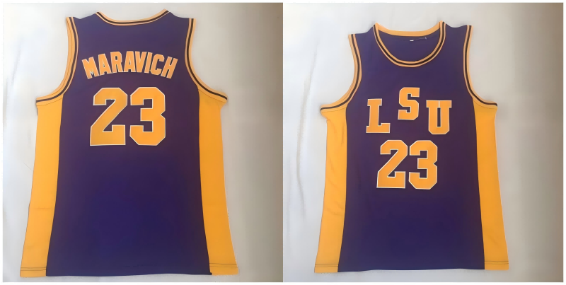 Men's Pete Maravich Jersey #23 LSU Tigers College Basketball Purple