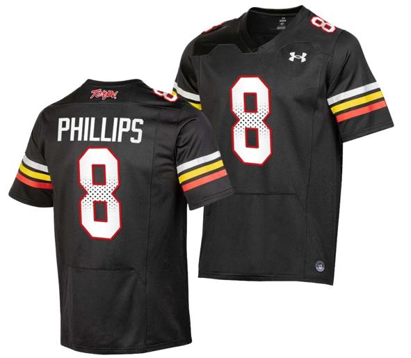 Men's Maryland Terrapins Jordan Phillips Jersey #8 College Football Black 2023 Replica Uniform