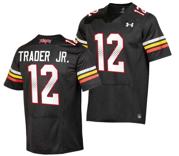 Men's Maryland Terrapins Dante Trader Jr Jersey #12 College Football Black 2023 Replica Uniform