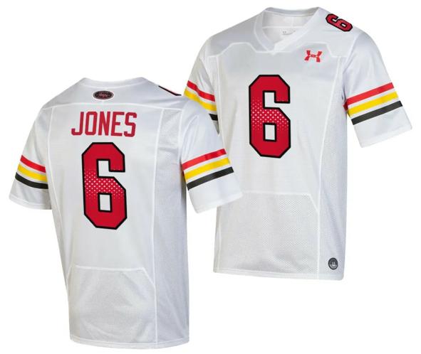 Men's Maryland Terrapins Jeshaun Jones Jersey #6 College Football Game Throwback 2023 White