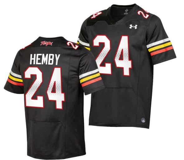 Men's Maryland Terrapins Roman Hemby Jersey #24 College Football Black 2023 Replica Uniform