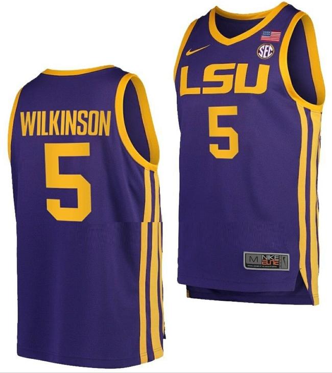 Men's Mwani Wilkinson Jersey LSU Tigers College Basketball Purple #5