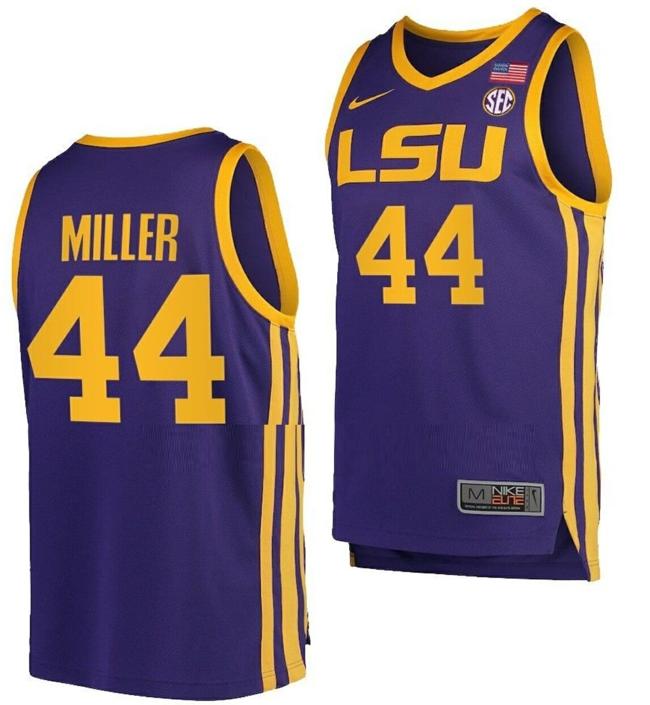 Men's Adam Miller Jersey LSU Tigers College Basketball Purple #44