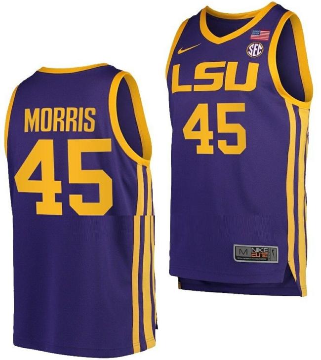 Men's Alexis Morris Jersey LSU Tigers College Basketball Purple #45