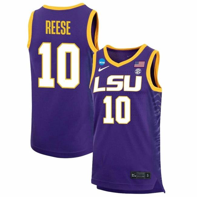 Men's Angel Reese Jersey LSU Tigers Basketball 2023 NCAA College Purple #10