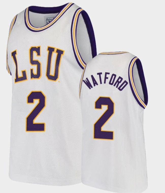 Men's Trendon Watford Jersey LSU Tigers College Basketball White Replica #2