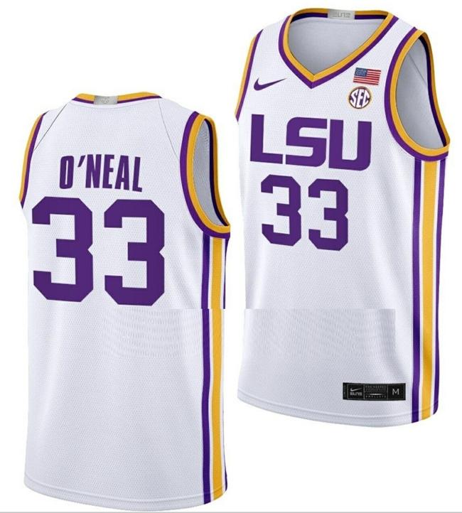 Men's Shaquille O'Neal Jersey LSU Tigers College Basketball Limited White #33