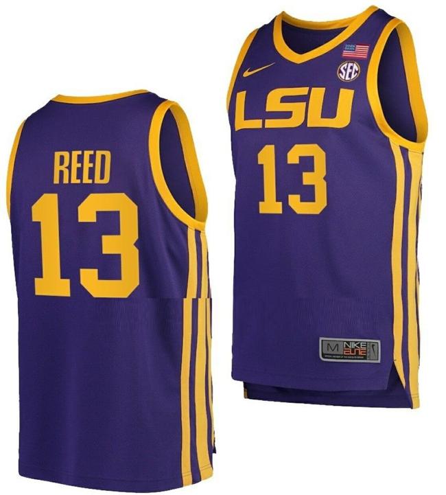 Men's Jalen Reed Jersey LSU Tigers College Basketball Purple #13