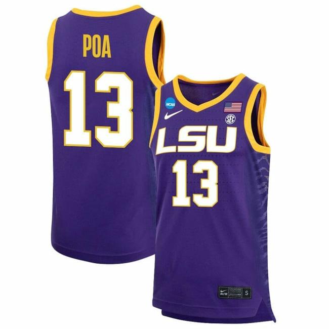 Men's Last Tear Poa Jersey LSU Tigers Basketball 2023 NCAA College Purple #13