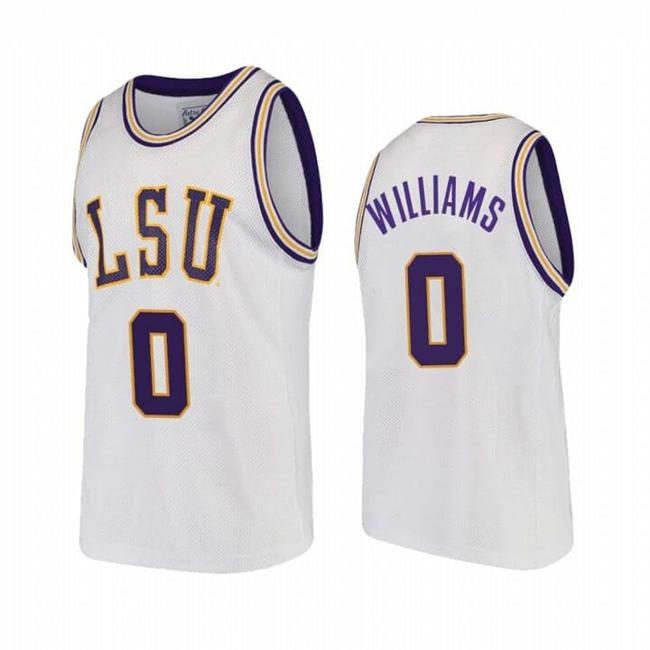 Men's KJ Williams Jersey LSU Tigers Basketball 2023 NCAA College White #0