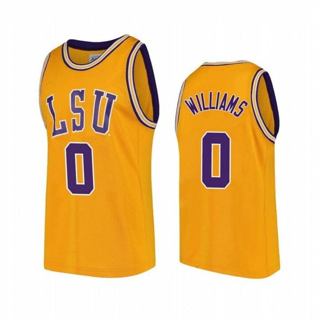 Men's KJ Williams Jersey LSU Tigers Basketball 2023 Draft Prospect NCAA College Gold #01