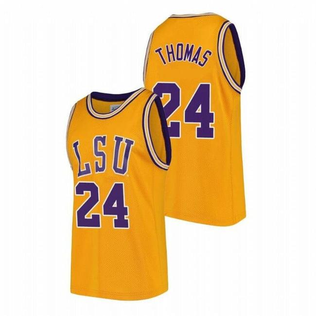 Men's Cameron Thomas Jersey LSU Tigers Basketball 2023 Draft Prospect NCAA College Gold #24