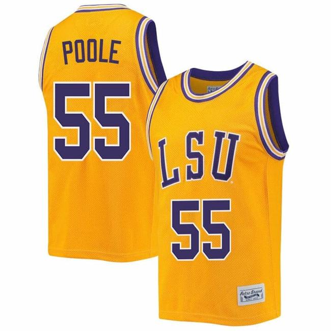 Men's Kateri Poole Jersey LSU Tigers Basketball 2023 NCAA College Retro Gold #55