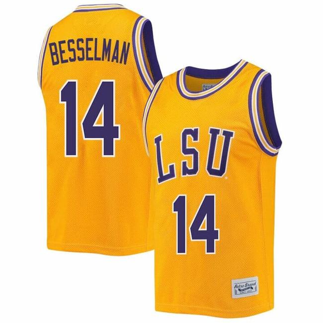 Men's Izzy Besselman Jersey LSU Tigers Basketball 2023 NCAA College Retro Gold #14