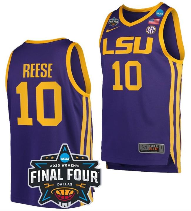 Men's Angel Reese Jersey LSU Tigers College Basketball 2023 National Championship Bound?Purple?#10