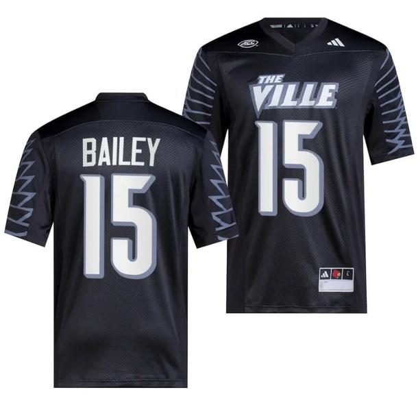 Men's Louisville Cardinals Harrison Bailey Jersey #15 College Football 2023 Premier Black