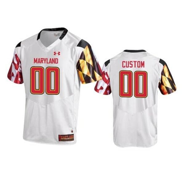 Men's Maryland Terrapins Custom Jersey Name Number Football White