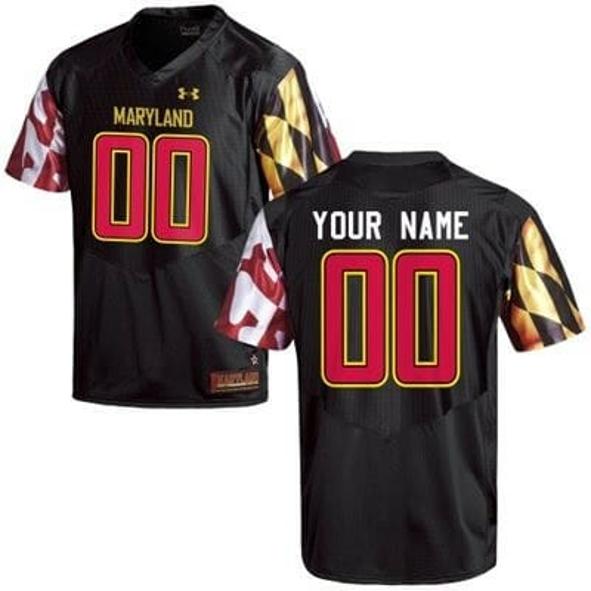 Men's Custom Maryland Terrapins Jersey Name Number Football Black