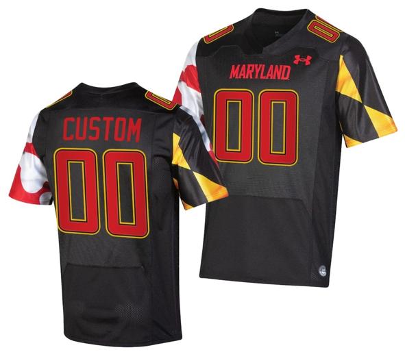 Men's Custom Maryland Terrapins Jersey Name and Number College Football Black 2022 - 2023 Replica Uniform