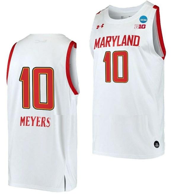 Men's Abby Meyers Jersey Maryland Terrapins College Basketball 2023 NCAA March Madness White #10