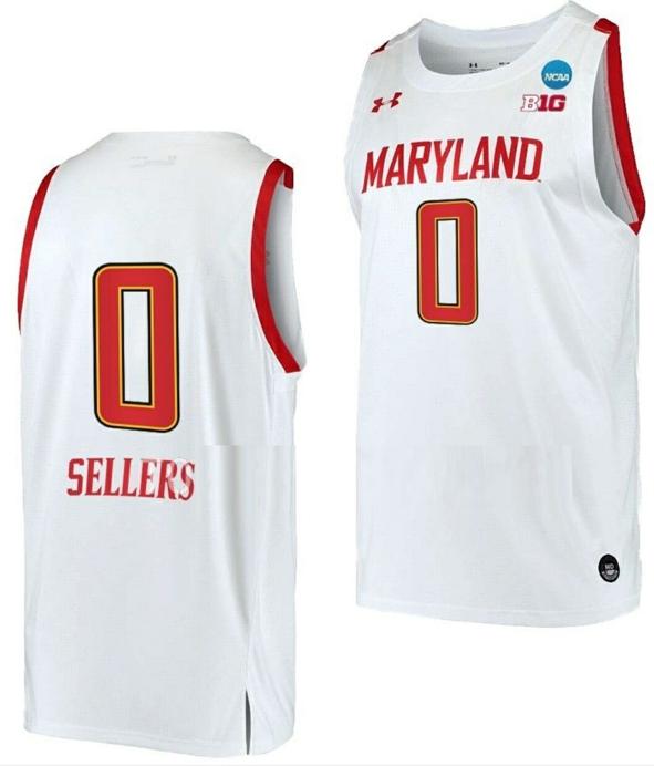 Men's Shyanne Sellers Jersey Maryland Terrapins College Basketball 2023 NCAA March Madness White #0