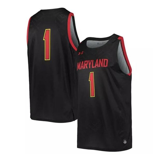 Men's Under Armour No Name Jersey #1 Maryland Terrapins College Replica Basketball Black