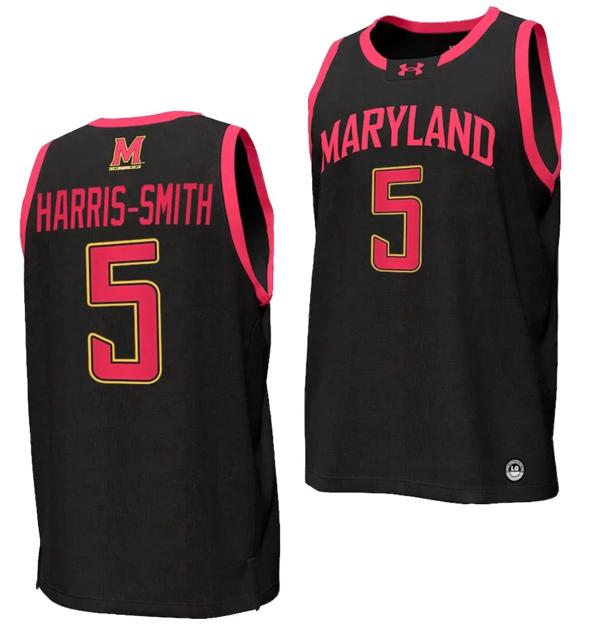 Men's DeShawn Harris Smith Jersey #5 Maryland Terrapins College NIL Replica Basketball Black