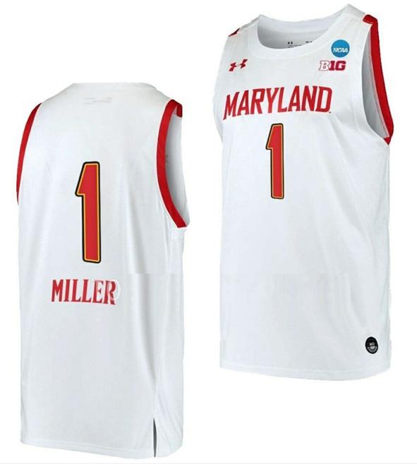 Men's Diamond Miller Jersey Maryland Terrapins College Basketball 2023 NCAA March Madness White #1