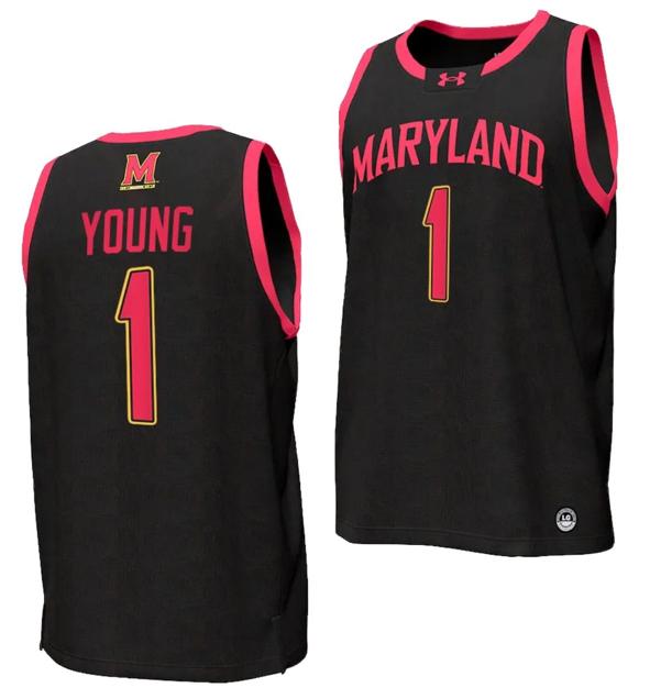 Men's Jahmir Young Jersey #1 Maryland Terrapins College NIL Replica Basketball Black