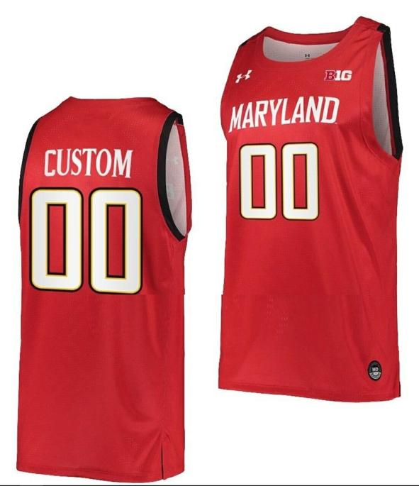 Men's Custom Maryland Terrapins Jersey Name and Number NCAA College Basketball Away Red