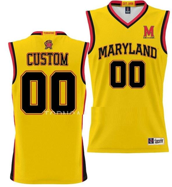 Men's Custom Maryland Terrapins Jersey Name and Number NIL Pick-A-Player College Basketball Gold