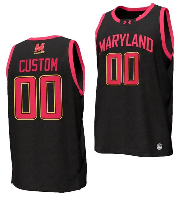 Men's Custom Maryland Terrapins Jersey Name and Number College NIL Replica Basketball Black