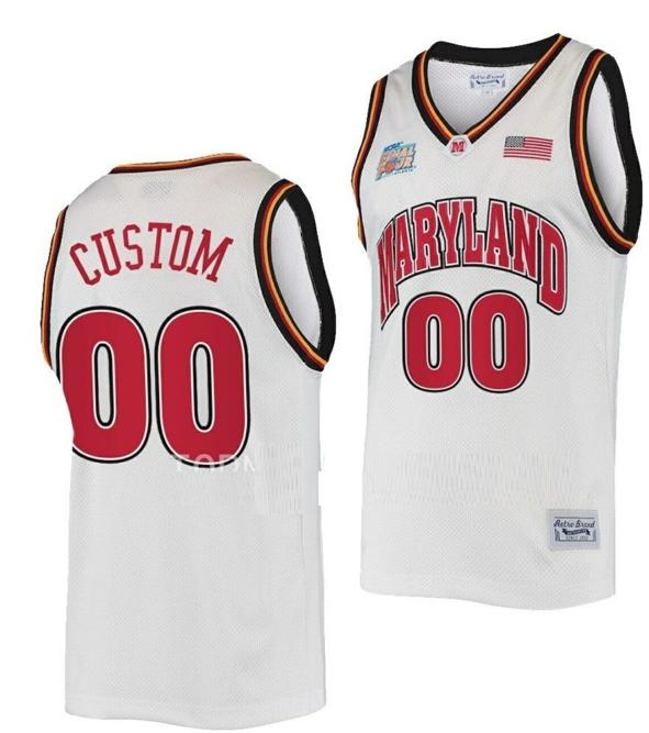 Men's Custom Maryland Terrapins Jersey Name and Number NCAA College Basketball White Classic Commemorative