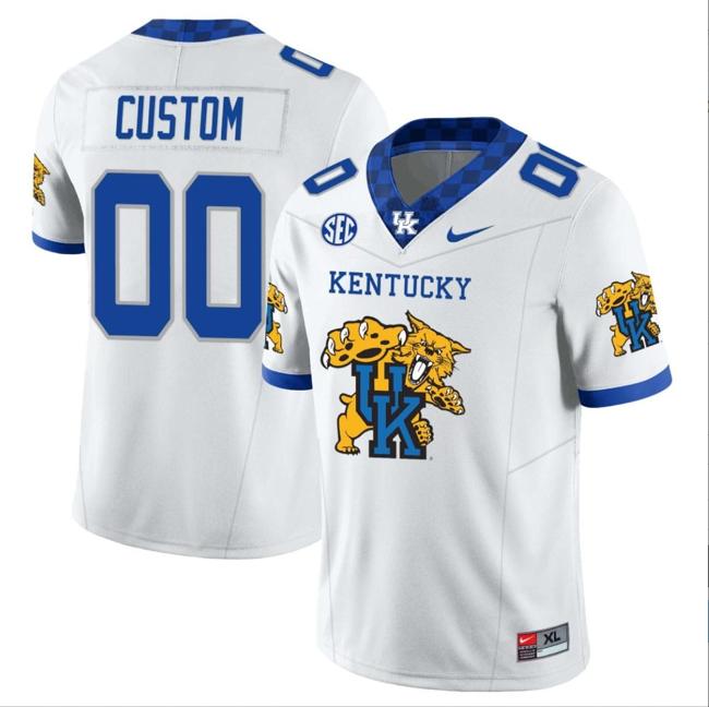 Men's Custom Kentucky Wildcats Jersey Name and Number Vapor Limited College Football Wildcats Logo White