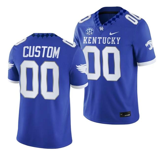 Men's Custom Kentucky Wildcats Jersey Name and Number NCAA Football 2023 Game Home Blue