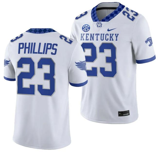 Men's Custom Kentucky Wildcats Jersey Name and Number College Football Game 2023 White