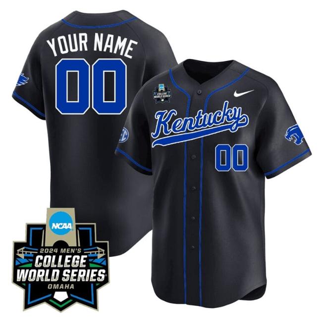 Men's Custom Kentucky Wildcats Jersey 2024 College World Series Vapor Premier Limited NCAA Baseball Stitched Black