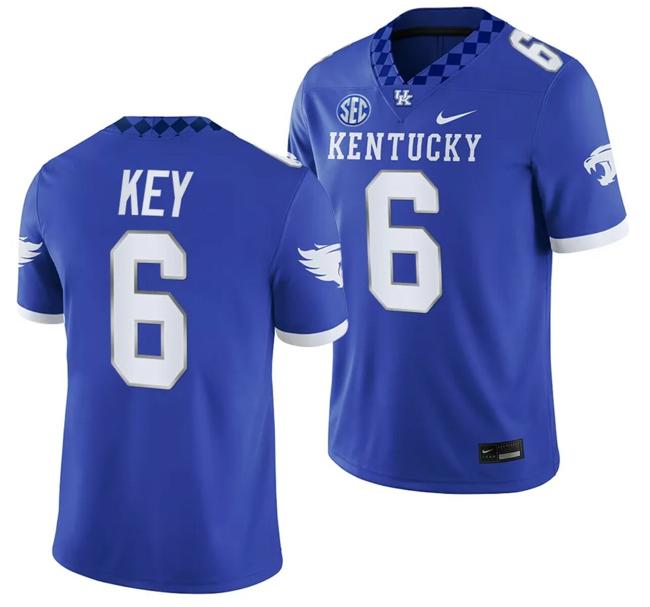 Men's Kentucky Wildcats Dane Key Jersey #6 College Football Game 2023 Blue