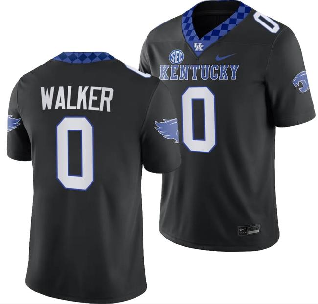 Men's Kentucky Wildcats Deone Walker Jersey #0 Alternate Football Game Black 2023