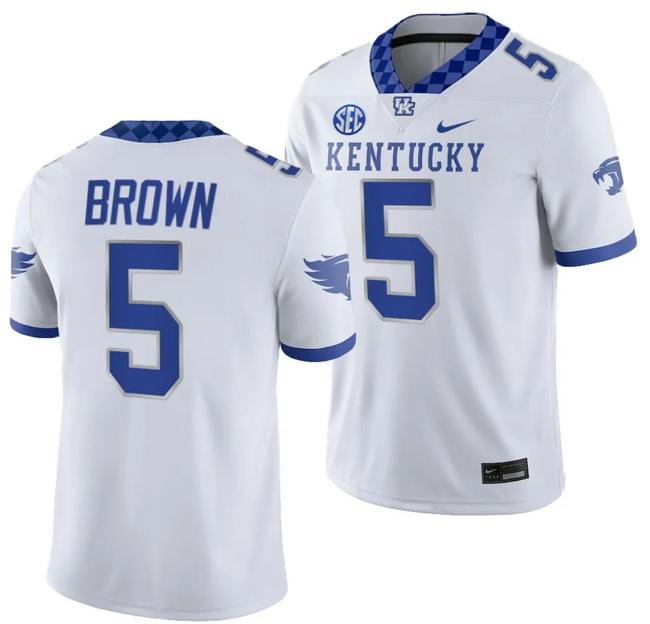 Men's Kentucky Wildcats Anthony Brown Jersey #5 College Football Game 2023 White