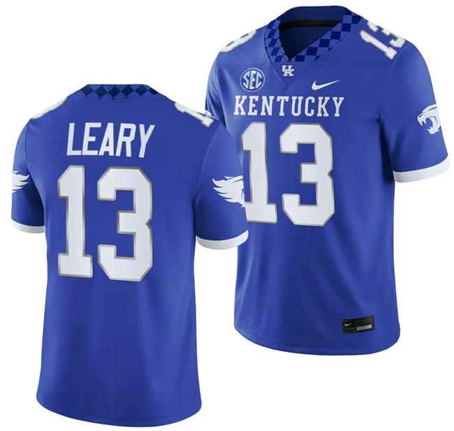 Men's Kentucky Wildcats Devin Leary Jersey #13 College Football Game 2023 Blue