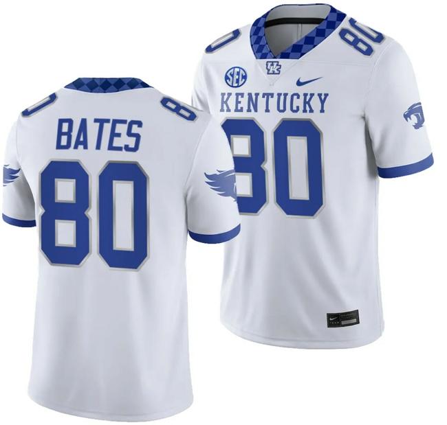 Men's Kentucky Wildcats Brenden Bates Jersey #80 College Football Game 2023 White