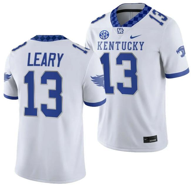 Men's Kentucky Wildcats Devin Leary Jersey #13 College Football Game 2023 White