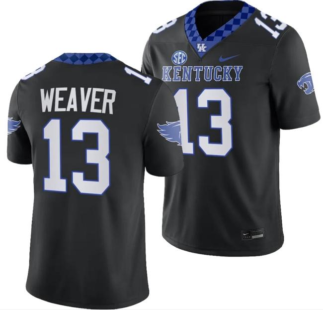 Men's Kentucky Wildcats JJ Weaver Jersey #13 Alternate Football Game Black 2023