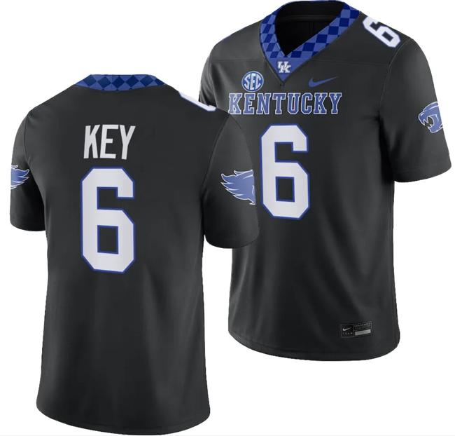 Men's Kentucky Wildcats Dane Key Jersey #6 Alternate Football Game Black 2023