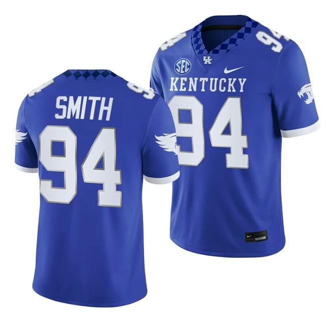 Men's Kentucky Wildcats ZaDarius Smith Jersey #94 NCAA Football 2023 Game Home Blue