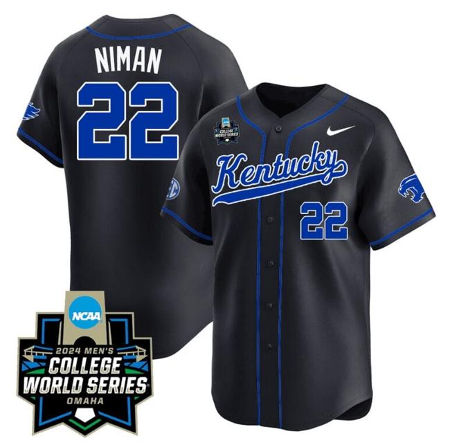 Men's Dom Niman Jersey #22 Kentucky Wildcats 2024 College World Series Vapor Premier Limited NCAA Baseball Stitched Black